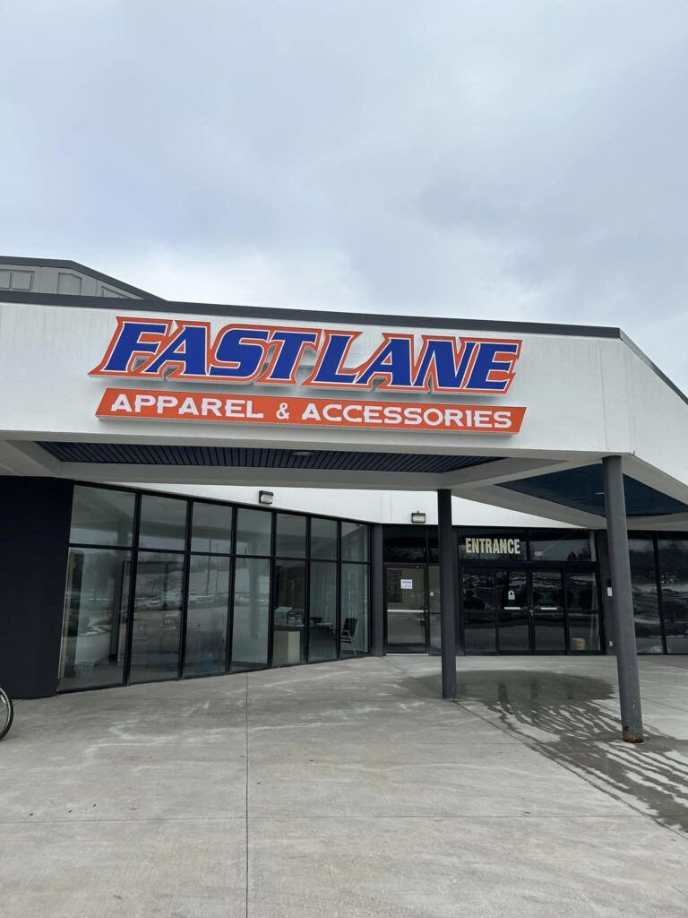 Store front picture of FastLane Apparel & Accessories Rochester’s Local Shop for All Custom Apparel.